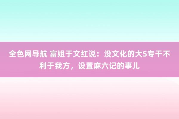 全色网导航 富姐于文红说：没文化的大S专干不利于我方，设置麻六记的事儿