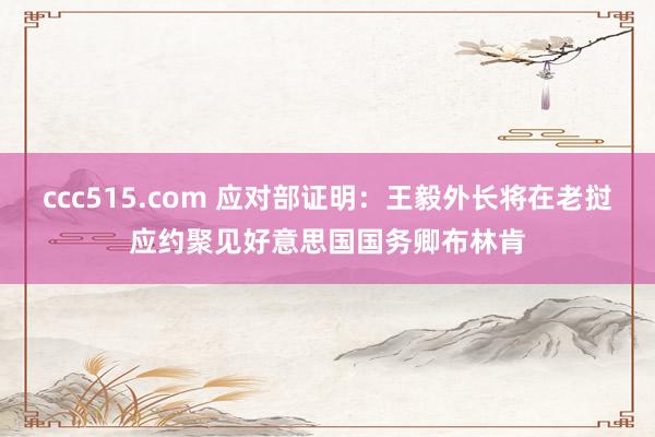 ccc515.com 应对部证明：王毅外长将在老挝应约聚见好意思国国务卿布林肯