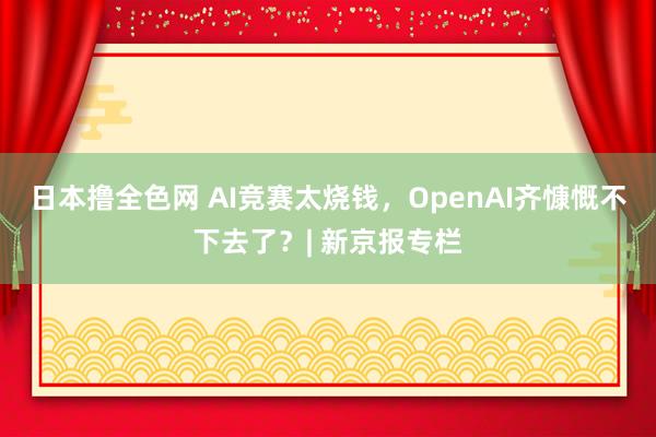 日本撸全色网 AI竞赛太烧钱，OpenAI齐慷慨不下去了？| 新京报专栏