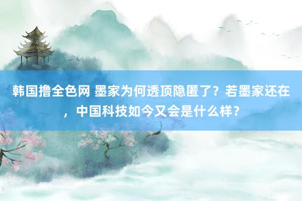 韩国撸全色网 墨家为何透顶隐匿了？若墨家还在，中国科技如今又会是什么样？