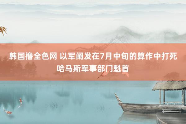 韩国撸全色网 以军阐发在7月中旬的算作中打死哈马斯军事部门魁首