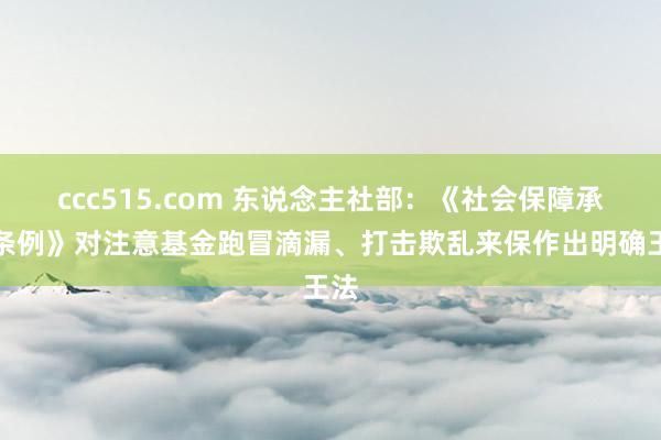 ccc515.com 东说念主社部：《社会保障承办条例》对注意基金跑冒滴漏、打击欺乱来保作出明确王法