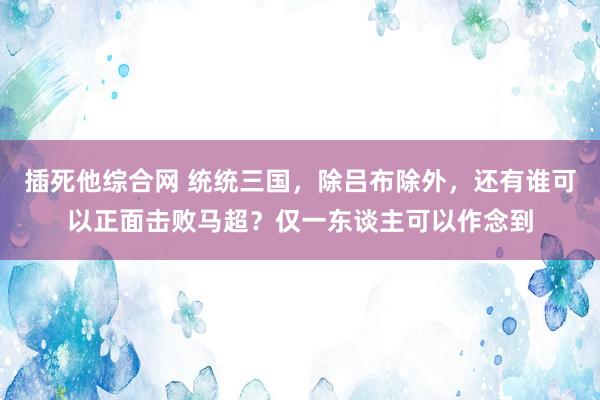 插死他综合网 统统三国，除吕布除外，还有谁可以正面击败马超？仅一东谈主可以作念到