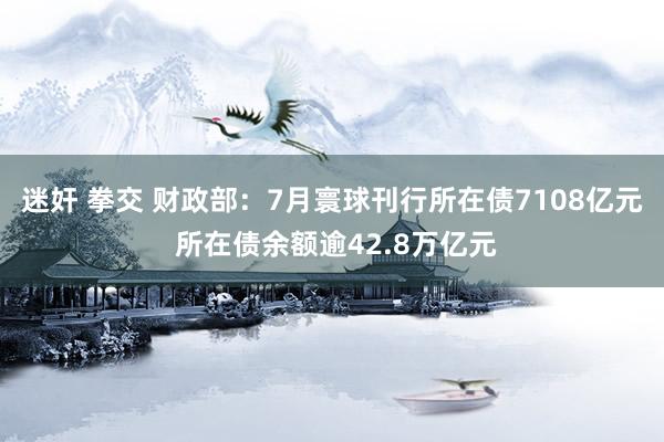 迷奸 拳交 财政部：7月寰球刊行所在债7108亿元 所在债余额逾42.8万亿元