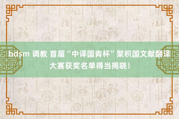 bdsm 调教 首届“中译国青杯”聚积国文献翻译大赛获奖名单得当揭晓！